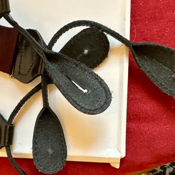 Vintage Suspenders Maroon Grosgrain Black Leather Ends Made in England Unworn - Picture 9 of 15
